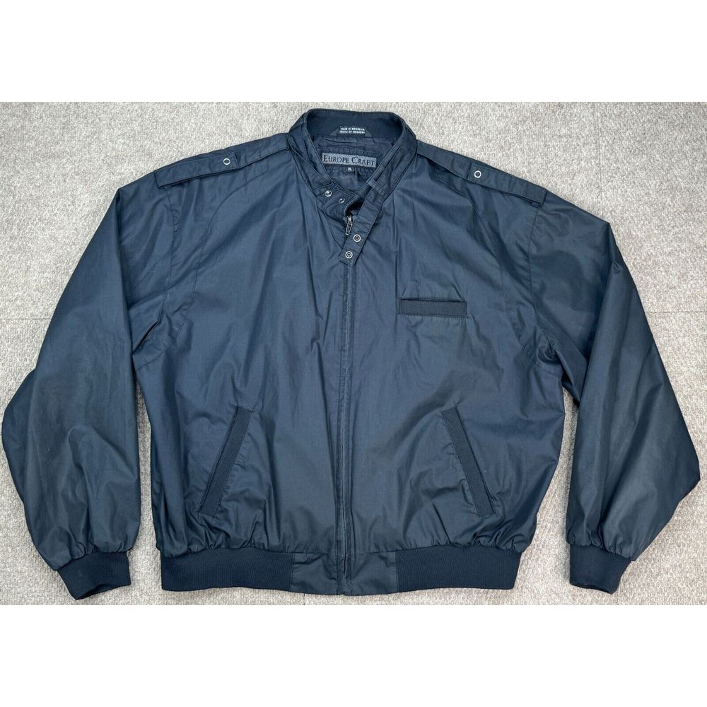 Europe‎ Craft Vintage Men's Black Full Zip Long Sleeve Bomber Jacket Size XL